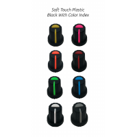 knob, soft touch plastic, black w/color index, T18 shaft